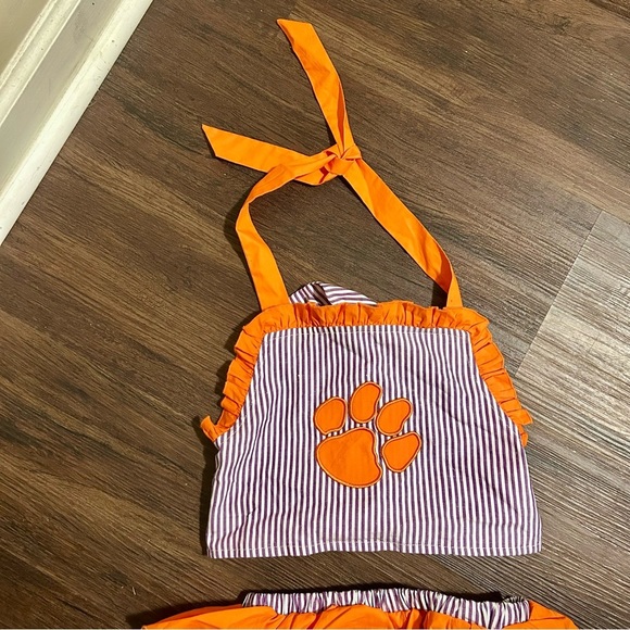 Baby girl Clemson Tigers 2 piece striped set size fits around 24months/2T - Picture 2 of 4
